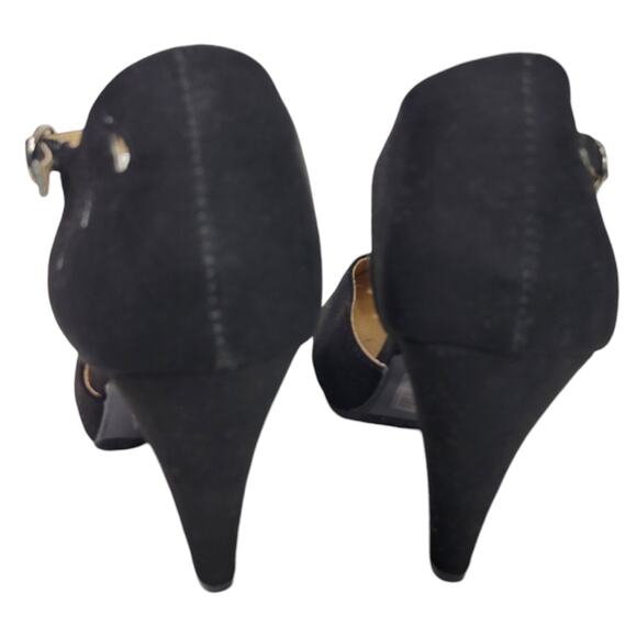 Modcloth T Strap Heels Black Pump Refreshed Zest Retro Ankle Strap Cutout Size 9 - Picture 6 of 16